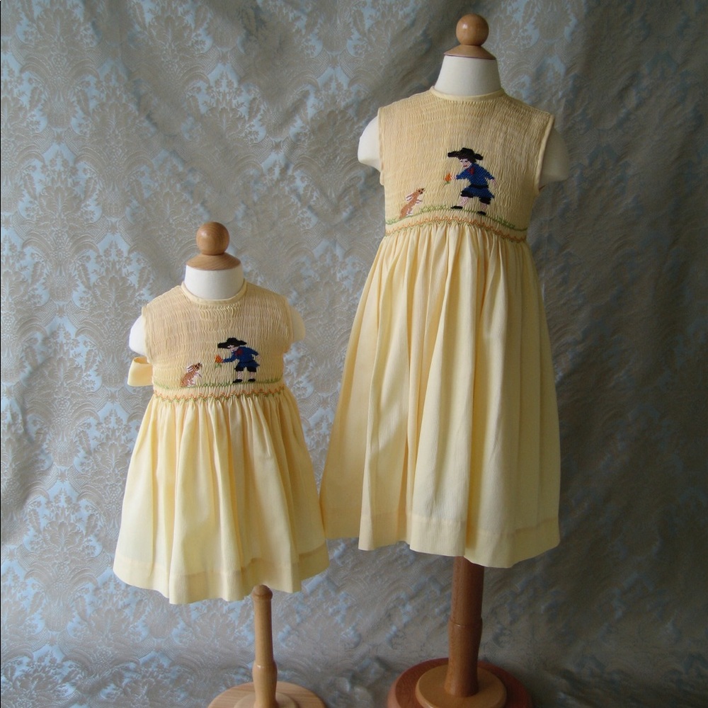 Easter Bunny Smocked Dress 100% Cotton New Spring